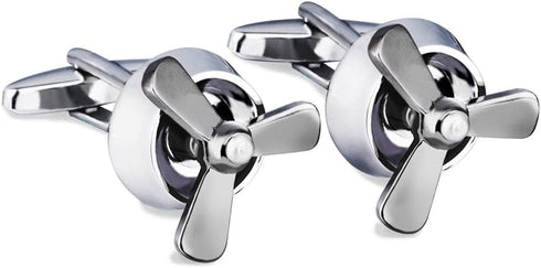 Propeller Cufflinks Set, BagTu Airplane Propeller Set, 2pcs Plane Aircraft Fan Blade Cufflinks with Gift Box and 1pc Greeting Card...