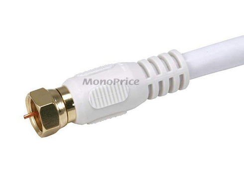 Monoprice 104057 RG6 Quad Shield CL2 Coaxial Cable with F Type Connector,White,3ft...