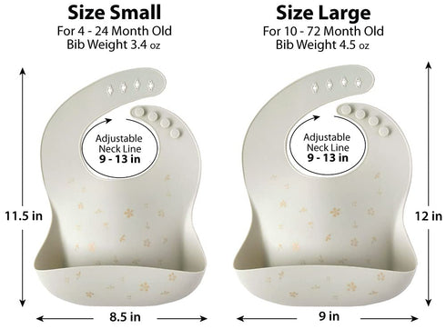 Waterproof Silicone Baby Bib Light Weight Comfortable Easy Wipe Clean (Cherry Blossom, Large)...
