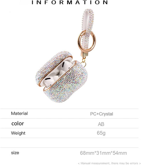 Sparkly Diamond Case for AirPods Pro 1&2 Generation with Keychain, Shockproof Protective Premium Bling Rhinestone Cover Skin Compatible with AirPo...