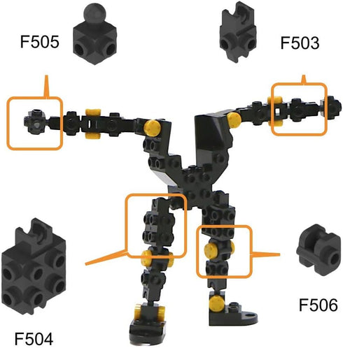 MyBuild Bricks Creative Building Bricks F504 - Build Mech Section, Toy Building Block Spare Parts Socket and Clip 18 Pieces...