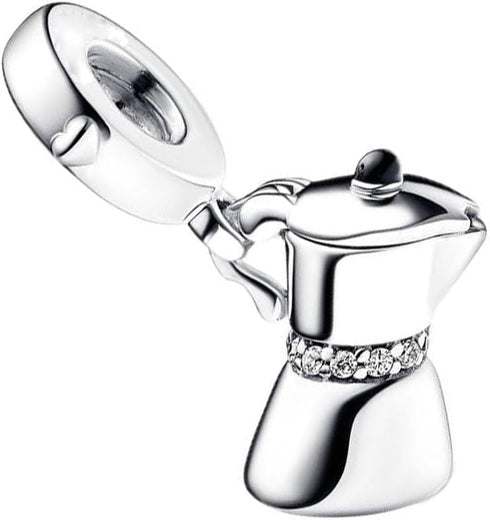 Moka Pot Dangle Charm Fit Women Bracelet Necklaces Fashion Gifts 925 Sterling Silver DIY Jewelry...