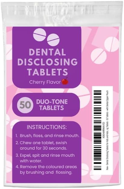 Dental Disclosing Tablets for Kids and Adults - Individually Wrapped Plaque Disclosing Tablets for Teeth, Safe & Effective Two-Tone Dental Cleanin...