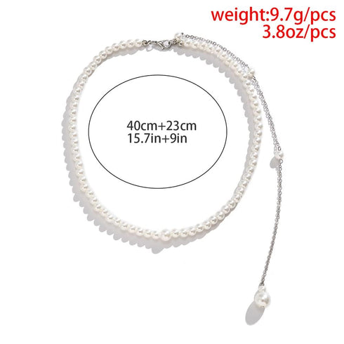 Boho Simple Bridal Back Jewelry Necklace Pearl Backdrop Choker Necklaces Party Wedding Prom Drop Pearls Necklace Body Chain Jewelry for Women Brid...
