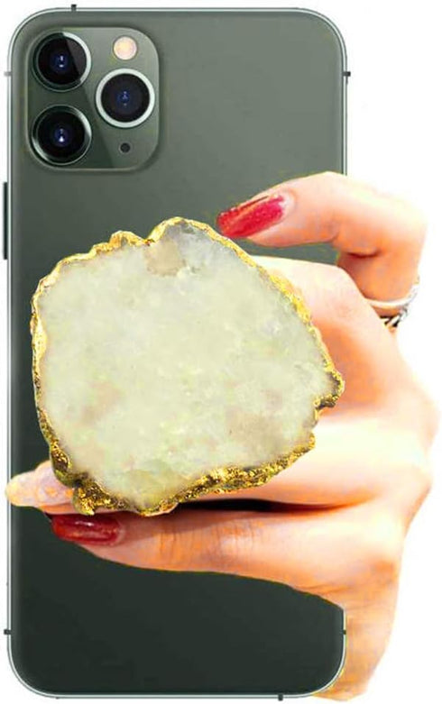 Crystal Phone Grip & Stand Clear Druzy Healing Natural Stone Crystal Phone Accessory (White)...