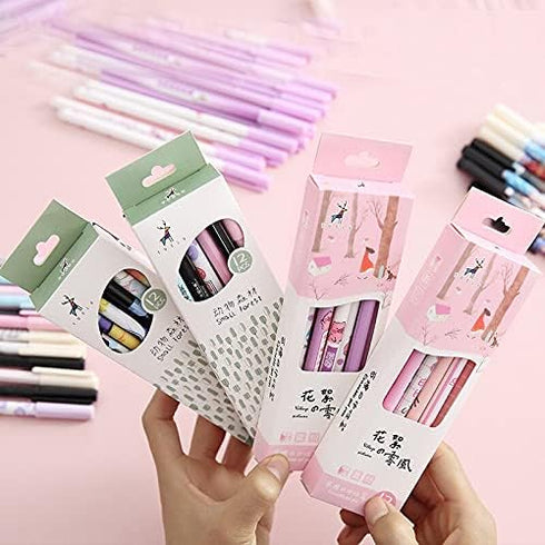 PEXIZUAN 12 kawaii erasable gel pens 0.5 mm blue ink pens cute school writing stationery gifts (12 pcs)(Pink)...
