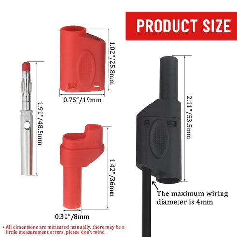 WMYCONGCONG 10 PCS Safety Fully Insulated 4mm Banana Plugs DIY Wire Solder Male Stackable Connectors with Jack Socket Adapters for Multimeter Test...