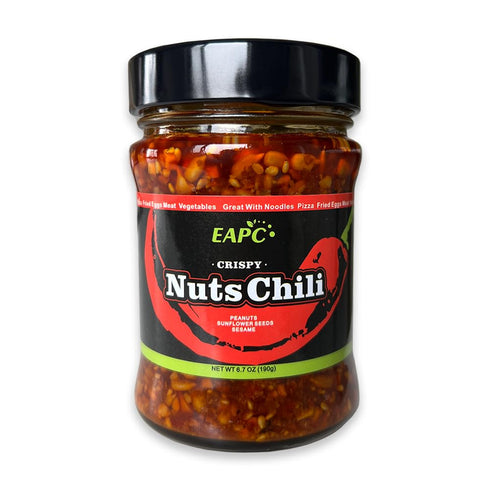 EAPC Crispy Nuts Chili Oil, Extra Crunchy Nuts Chili Sauce with Peanuts, Sunflower Seeds, Sesame, Chili Crisp Oil Sauce, Ready to Eat and Use as S...