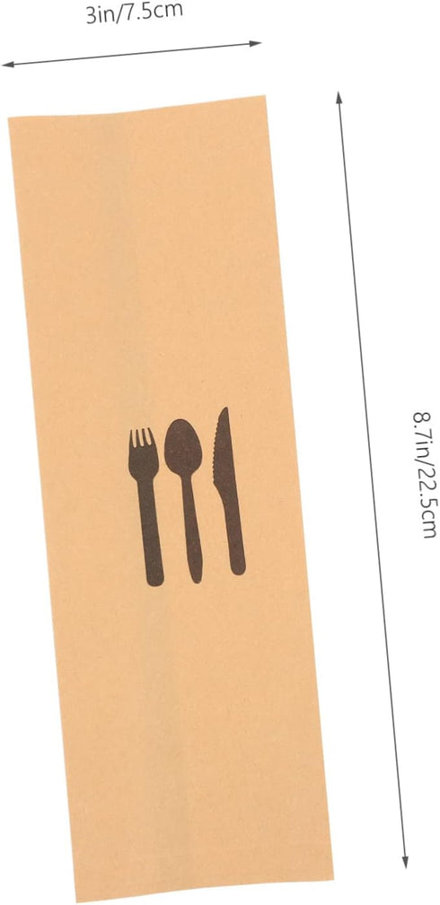100pcs Kraft Paper Cutlery Set Kraft Paper Silverware Bags Dinner Table Decor Disposable Cutlery Utensil Holder Disposable Fork Wedding Disposable...