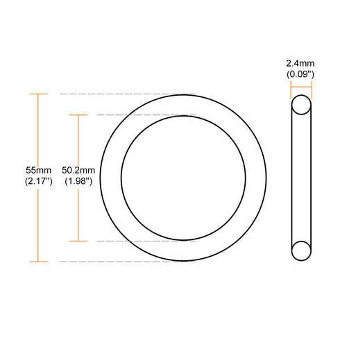 uxcell Fluorine Rubber O-Rings, 55mm OD 50.2mm ID 2.4mm Width FKM Seal Gasket for Machinery Plumbing, Green, Pack of 5...