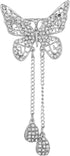 Dainty Butterfly Brooch Pin with Teardrop Pendant for Women,Crystal Rhinestones Hollow Out Butterfly Corsage for Scarf Clothing Accessories...