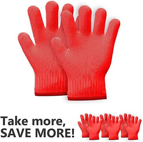 Killer's Instinct Outdoors 1 Pair Heat Resistant Gloves Oven Gloves Heat Resistant with Fingers Red Mitts Kitchen Pot Holders Cotton Mitts Red Kit...