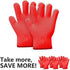 Killer's Instinct Outdoors 1 Pair Heat Resistant Gloves Oven Gloves Heat Resistant with Fingers Red Mitts Kitchen Pot Holders Cotton Mitts Red Kit...