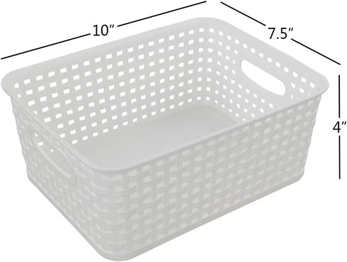 Plastic Weave Storage Basket Bin, 10" x 7.5" x 4", 6 Pack...