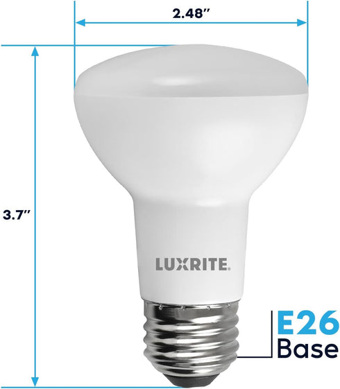 LUXRITE BR20 LED Bulb, 45W Equivalent, 6500K Daylight, Dimmable, 460 Lumens, R20 LED Flood Light Bulb 6.5W, Energy Star, Damp Rated, E26 Base, Per...