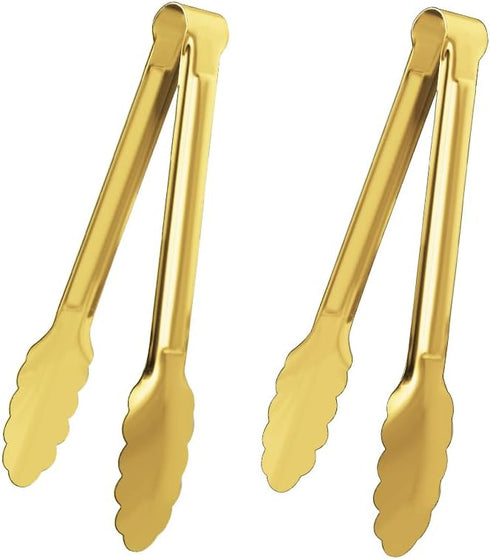 2 Pack 9 Inch Serving Tongs,Gold Salad Buffet Tongs,Stainless Steel Serving Utensils...