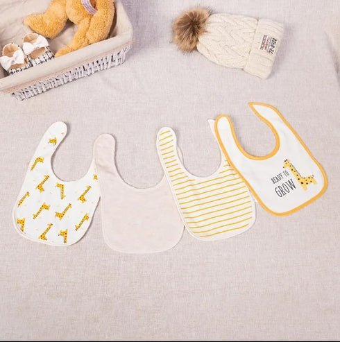 REBE & CO 6 Pack Waterproof Cotton Baby Bibs for Girls Boys for Drooling Eating with Snaps, Teething Bibs, Feeding Bibs, Newborn Baby Shower (Gira...