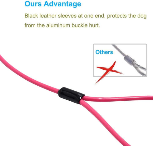 5 ft Dog Tie Out Cable Leash with Coated Steel Cable and Soft Padded Handle Dog Leashes for Medium Dog (Pink)...