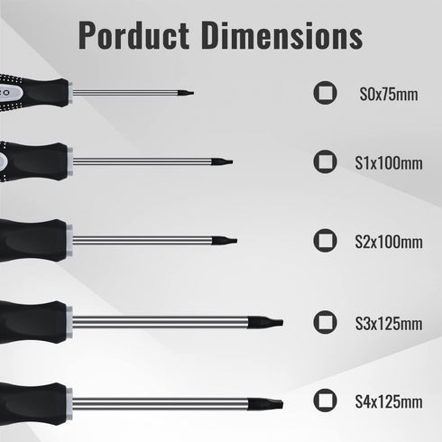 Owl Tools Robertson Square Head Screwdriver Set (5 Pack in the Following Sizes: #0, 1, 2, 3, and #4) Forged Steel with Magnetic Tips & Soft Ergono...