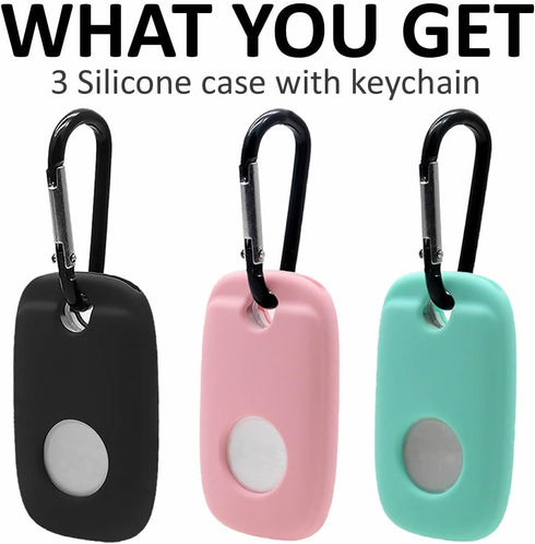 3 Pack Compatible with Tile Pro 2022 Case with Keychain, Flexible Silicone Shock-Absorbing Skin Cover Kit Compatible with Tile Pro 2022 Tracker (B...