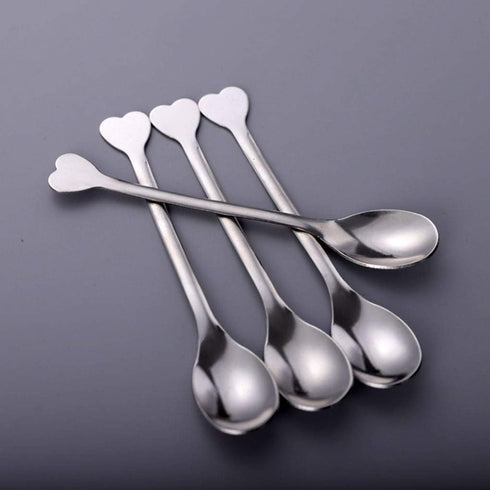 Mini Dessert Spoons Set of 10, Stainless Steel Demitasse Spoons Mini Espresso Coffee Spoons, Small Spoons for Dessert, Tea, Appetizer - Heart-shap...