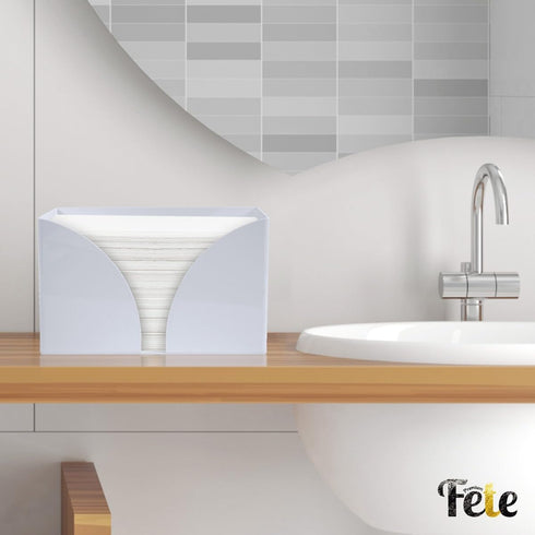 Paper Towel Holder Dispenser for Countertop, Kitchen or Bathroom - White Acrylic Napkin Holders Great Disposable Hand Towel Tray for Z-Fold, C-Fol...