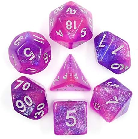 HD Polyhedral Dice Sets D&D Dice for Dungeon and Dragons RPG Role Playing Games MTG Pathfinder Table Top Games 7 Dice Set Royal Aurora...