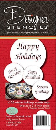 Designer Stencils Winter Holidays Cupcake and Cookie Stencils (Merry Christmas, Happy Holidays, Happy Hanukkah and Seasons Greetings)...