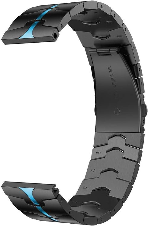 Compatible for Samsung Galaxy Watch 5 Pro 45mm/Classic 46mm/42mm Band, Enamel Stainless Steel Metal Quick Release Watch Strap, Black+Blue...