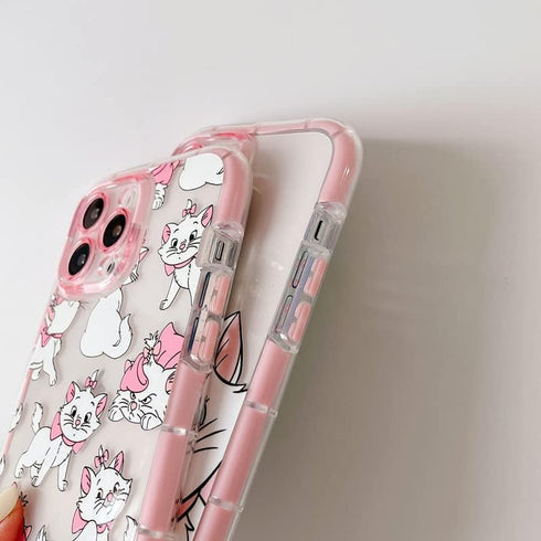 Clear Transparent Soft TPU Light Up in The Dark Case for Apple iPhone 15 Pro Max Cat Kitty Kitten Bow Baby Pink Color Bow Cartoon Anime Cute Lovel...