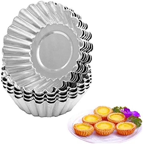 10 Pcs Stainless Steel Mini Tart/Pie Pans Reusable Tartlet Cupcake Baking Mold for Pies Baking Tool Non Stick...