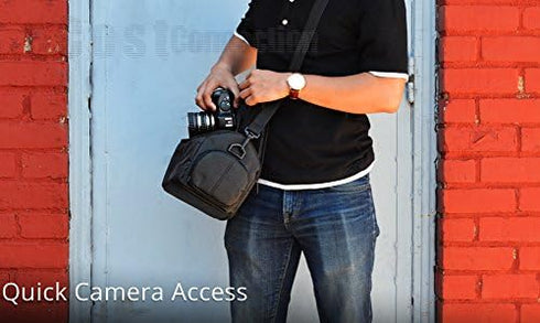 Deluxe Large Digital Camera/Video Padded Carrying Bag/Case for Nikon, Sony, Pentax, Olympus Panasonic, Samsung, and Canon DSLR Cameras & eCostConn...