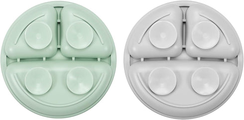 PandaEar Silicone Baby Feeding Set| 2 Pack Silicone Divided Suction Plate with 2 Pack Spoons | Baby Led Weaning Supplies Self Feeding Eating Utens...