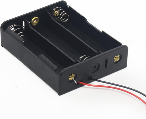 18650 Battery Holder, 6 Pcs 3 × 18650 Black Battery Box, 3 × 18650 Battery Storage Box Housing with Black and Red Wires, for DIY Electronic Circui...