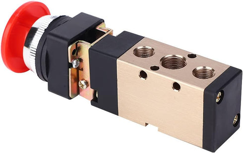 MV-10A Pneumatic Mechanical Valve 2 Position 5 Way Spring Return Push Button 1/4In PT Reversing Valve Spring Compressor Momentary Air Valve Push B...