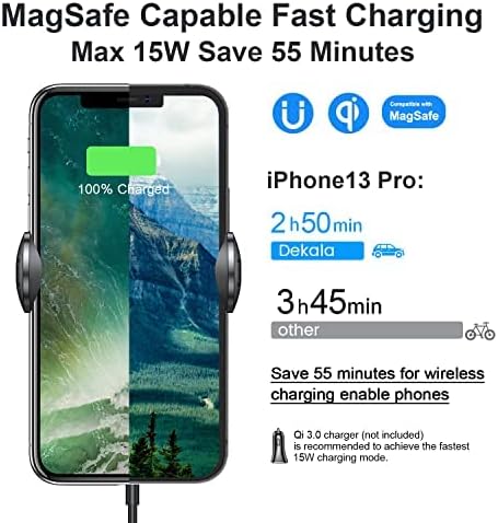 Dekala Magnetic Car Mount Charger, Wireless Car Charger for Magsafe with RGB Ambient Light, 15W Fast Charging Auto-Alignment Air Vent Phone Holder...