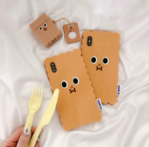 UnnFiko 3D Cute Cookie Case Compatible with iPhone 11, Creative Cool Fun Soft Gel Rubber Silicone Protection Case Cover with Ring Holder (Cracker,...