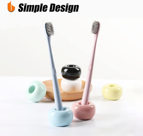 Urbanstrive Sleek Mini Ceramics Toothbrush Holder Stand for Bathroom Vanity Countertops (Gray 2-Pack)...