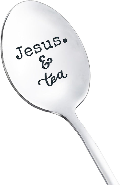 Jesus and Tea Spoon Gifts for Women Men Jesus Tea Lovers Gift for Papa Mom Christian Gifts for Coworker Christmas Birthday Gift for Dad Grandma Te...