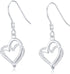 Open Heart Dangle Drop Earrings for Women Sterling Silver Twisted Forever Love Heart White Gold Plated Hook Earrings for Mother’s Day Birthday Gif...