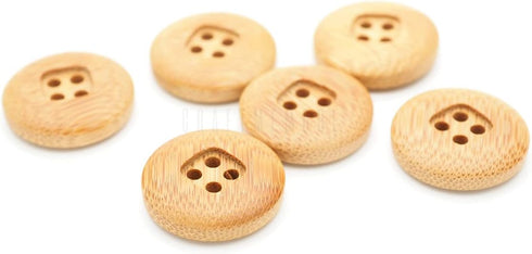 CRAFTMEMORE Bamboo Buttons 4 Holes Round Wood Button for Garment Sewing DIY Crafts B70 (18mm, 12pcs)...