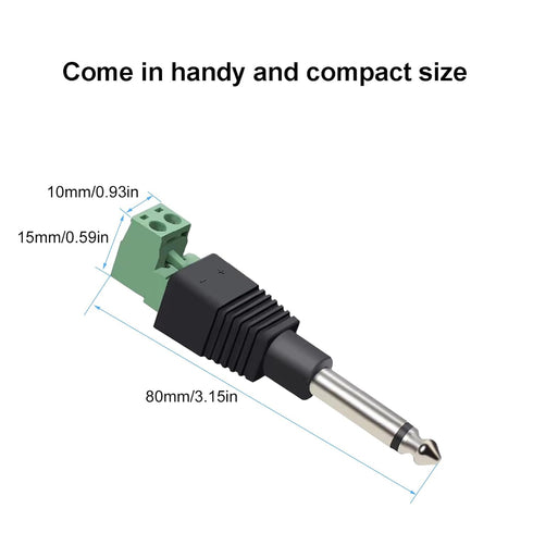 1/4 Jack, 4Pcs Solderless 1/4 Inch Audio Jack TS Male Mono Quarter Inch 6.3mm Phone Plug 1/4" Plugs Connector for Speaker Cables, Guitar Cables, M...