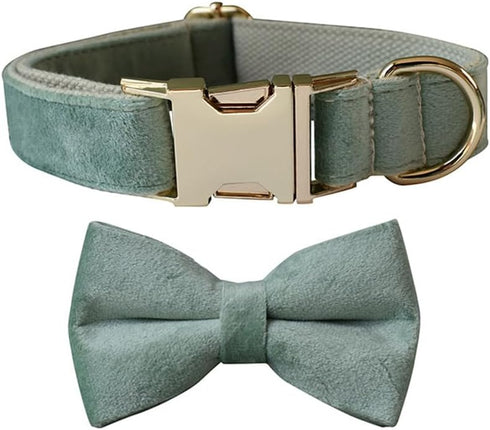 Bowtie Dog Collar, Soft & Comfy Velvet Dog Bow tie Collar, Detachable and Adjustable Dog Collars for Small Medium or Large Dogs and Cat with Safet...