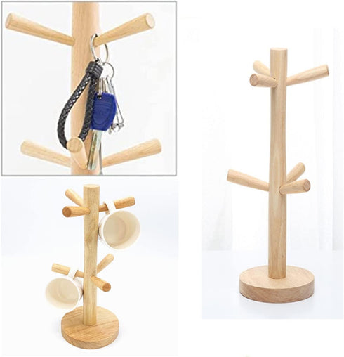 Mug Holder Tree, Bamboo Mug Tree Stand, Countertop Mug Tree, Coffee Cup Stand for Countertop, Coffee Cup Holder with 6 Hooks...
