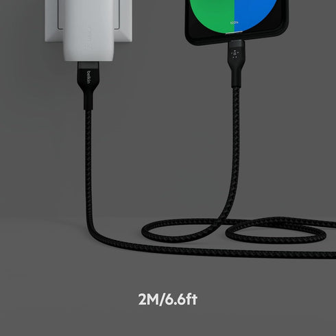 Belkin BoostCharge Pro Flex Braided USB-C to USB-A Cable (2M/6.6FT), Type C to A Cable USB-C USB-IF Certified Fast Charging Cable for iPhone 15, i...