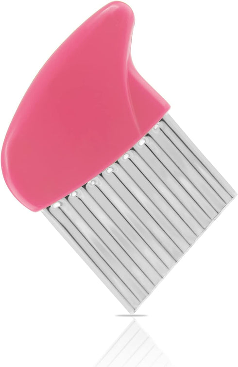 Luomorgo Stainless Steel Potato Crinkle Cutter Knife Carrot Wavy Knife French Fry Slicer Vegetable Wavy Chopper Knife, Pink...