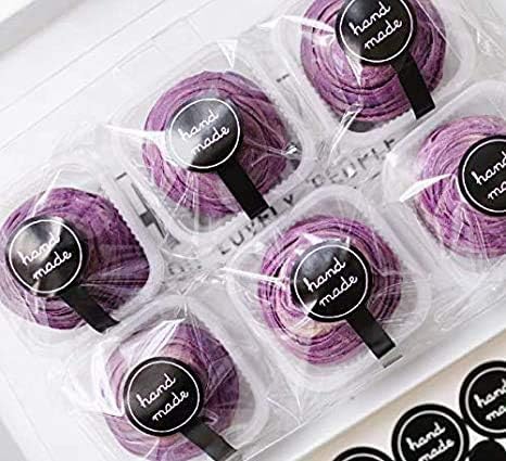 200Pcs (20 Sheets) Cute Hand Made Self-Adhesive Stickers Food Retail Package Seal Self Adhesive Paper Sticker Decorative Labels for Handmade Bakin...