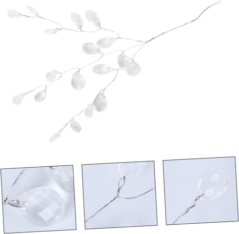 Artificial Bouquet Stems with Acrylic Bead Drops Flower Sticks Wedding Craft Decoration 50pcs...