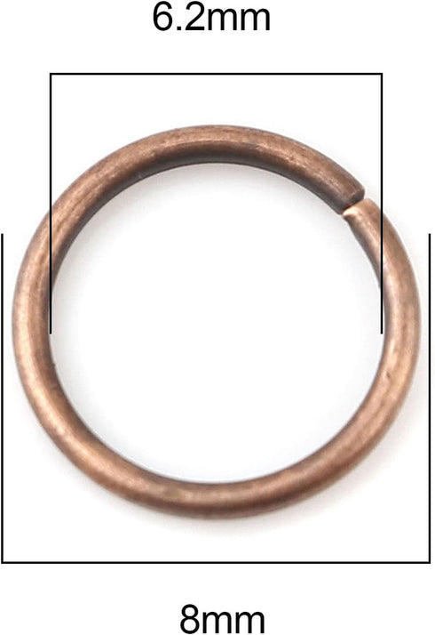 200 Pieces - 8mm Jump Rings Antique Copper Tone - 18 Gauge (1mm Thickness)...