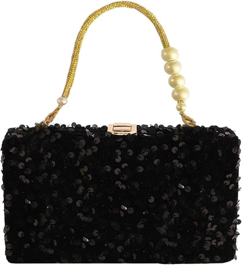 Small Sequins Clutch Purse Top Handle Evening Handbag Mini Square Shoulder Crossbody Bag...